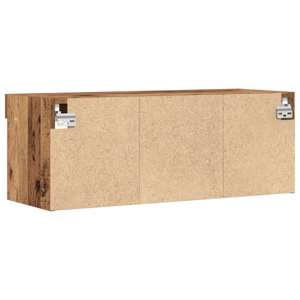 TV Fali Szekrény LED Világítással 2 db Régi Fa 80x30x30 cm