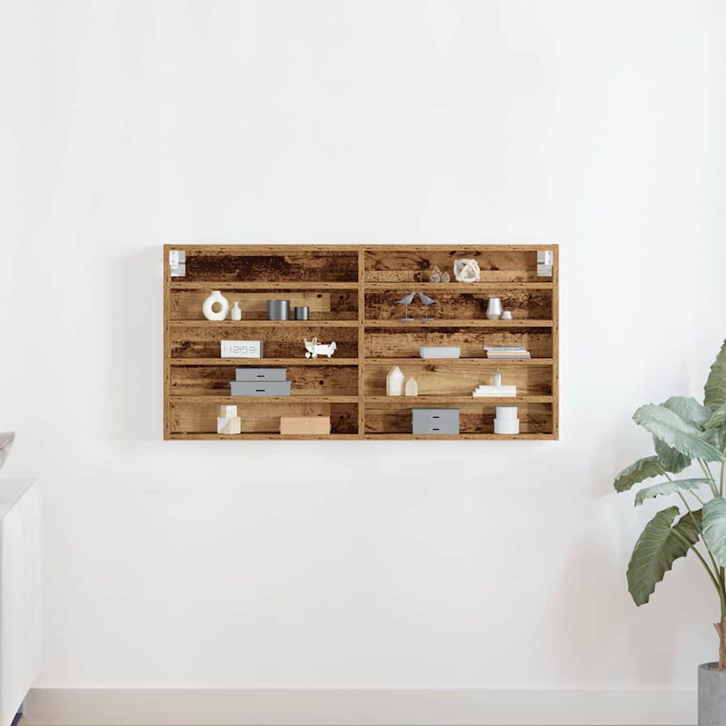 Kiállító szekrény polcokkal Öreg fa 100 x 8,5 x 50 cm Faanyag