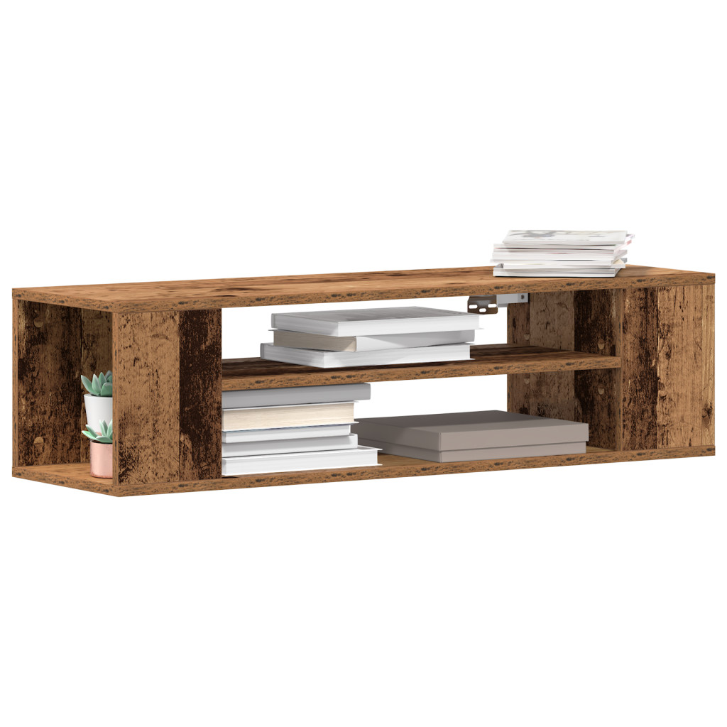 Fali TV Szekrény Régi Fa 100x30x26,5 cm Feltárt Fa