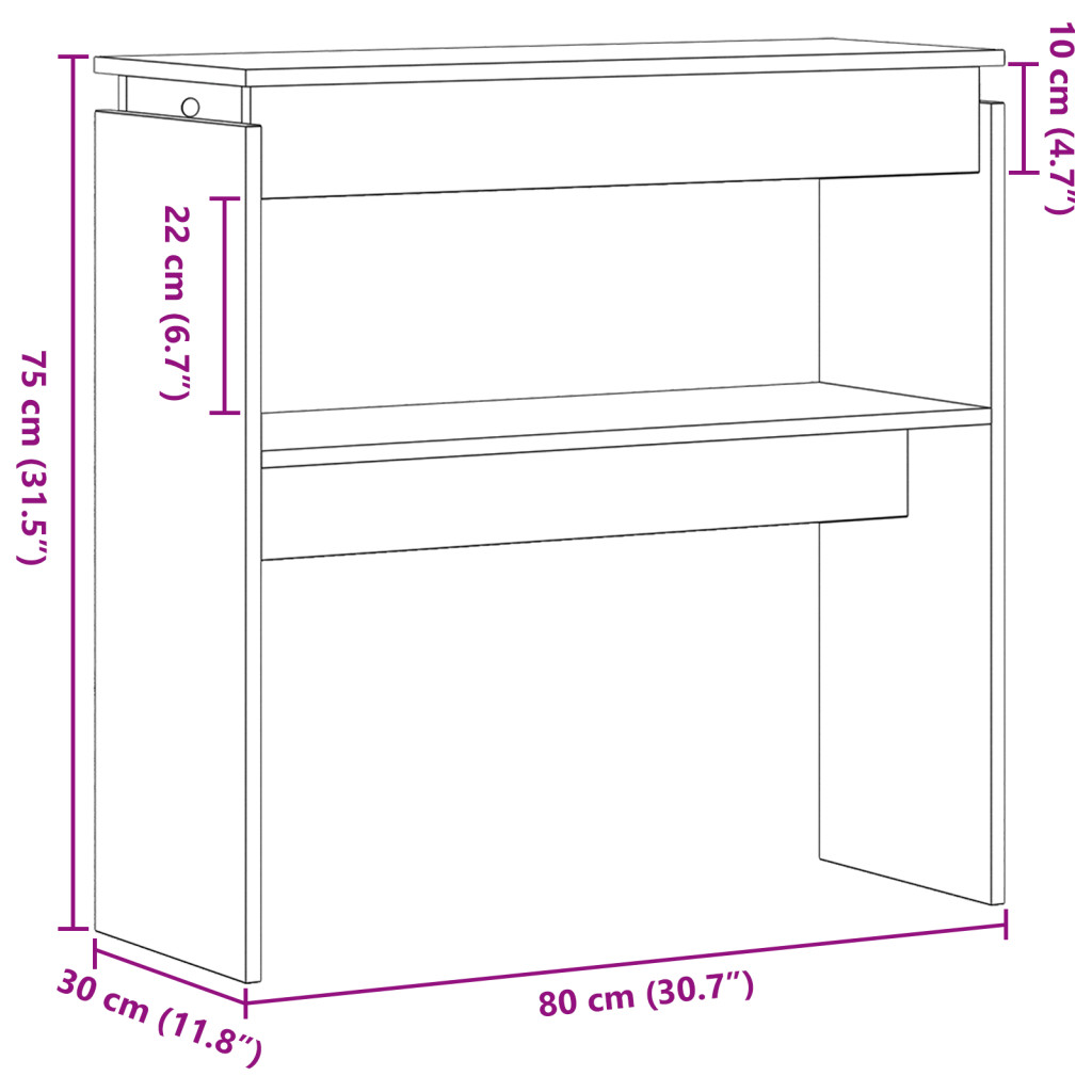 Fekete Tölgy Konzolasztal 80x30x80 cm Mérnöki Fa