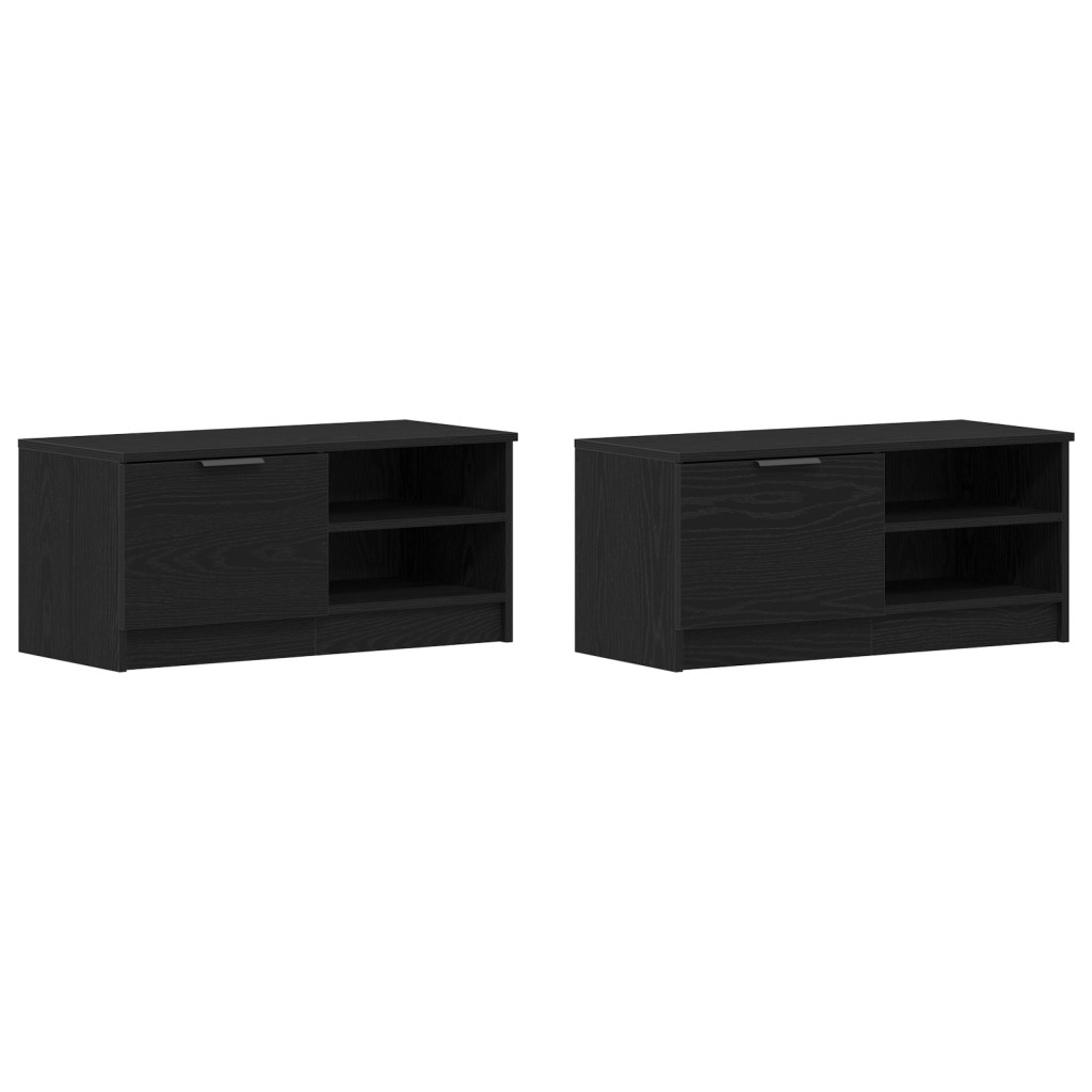 TV Szekrény 2 db Fekete Tölgy 80x35x36,5 cm Feltárt Fa