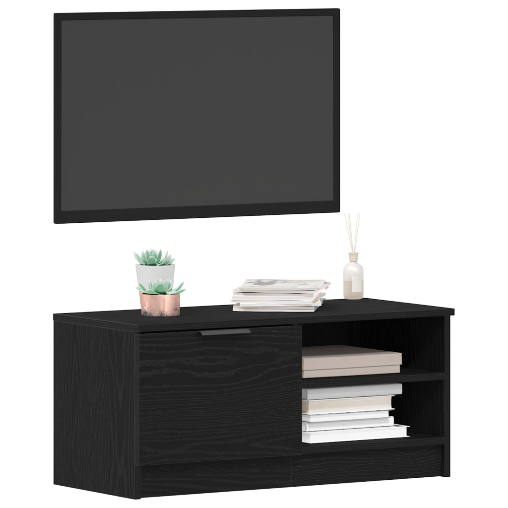 TV Szekrény 2 db Fekete Tölgy 80x35x36,5 cm Feltárt Fa