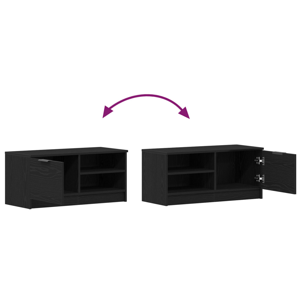 TV Szekrény 2 db Fekete Tölgy 80x35x36,5 cm Feltárt Fa