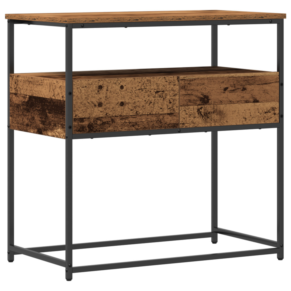 Konzol Asztal Régi Fa 75x40x75 cm Mérnöki Fa és Acél