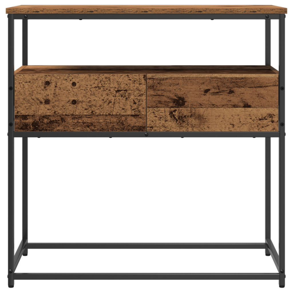 Konzol Asztal Régi Fa 75x40x75 cm Mérnöki Fa és Acél