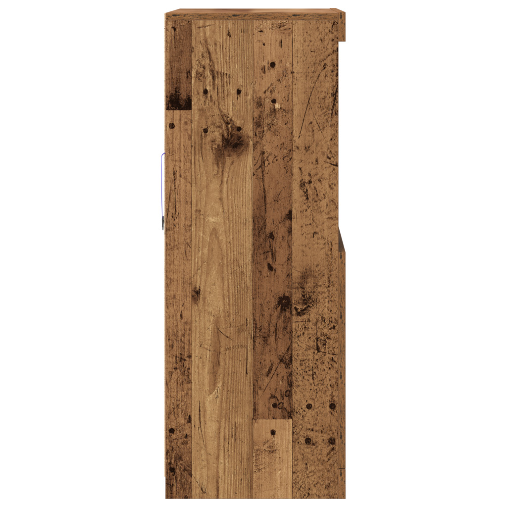 LED világítással ellátott oldalszekrény Régi fa 60x37x100 cm