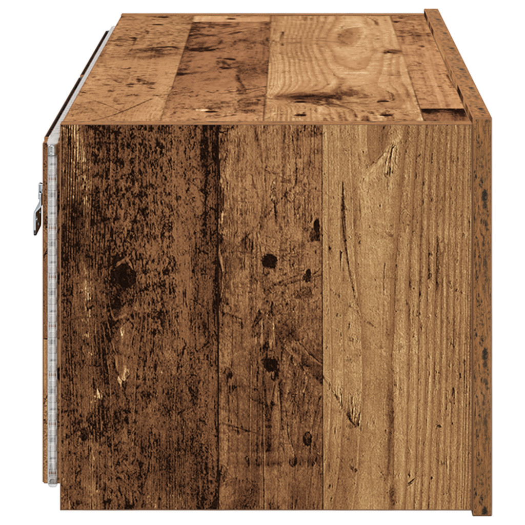 TV Fali Szekrény LED Világítással Régi Fa 80x35x31 cm