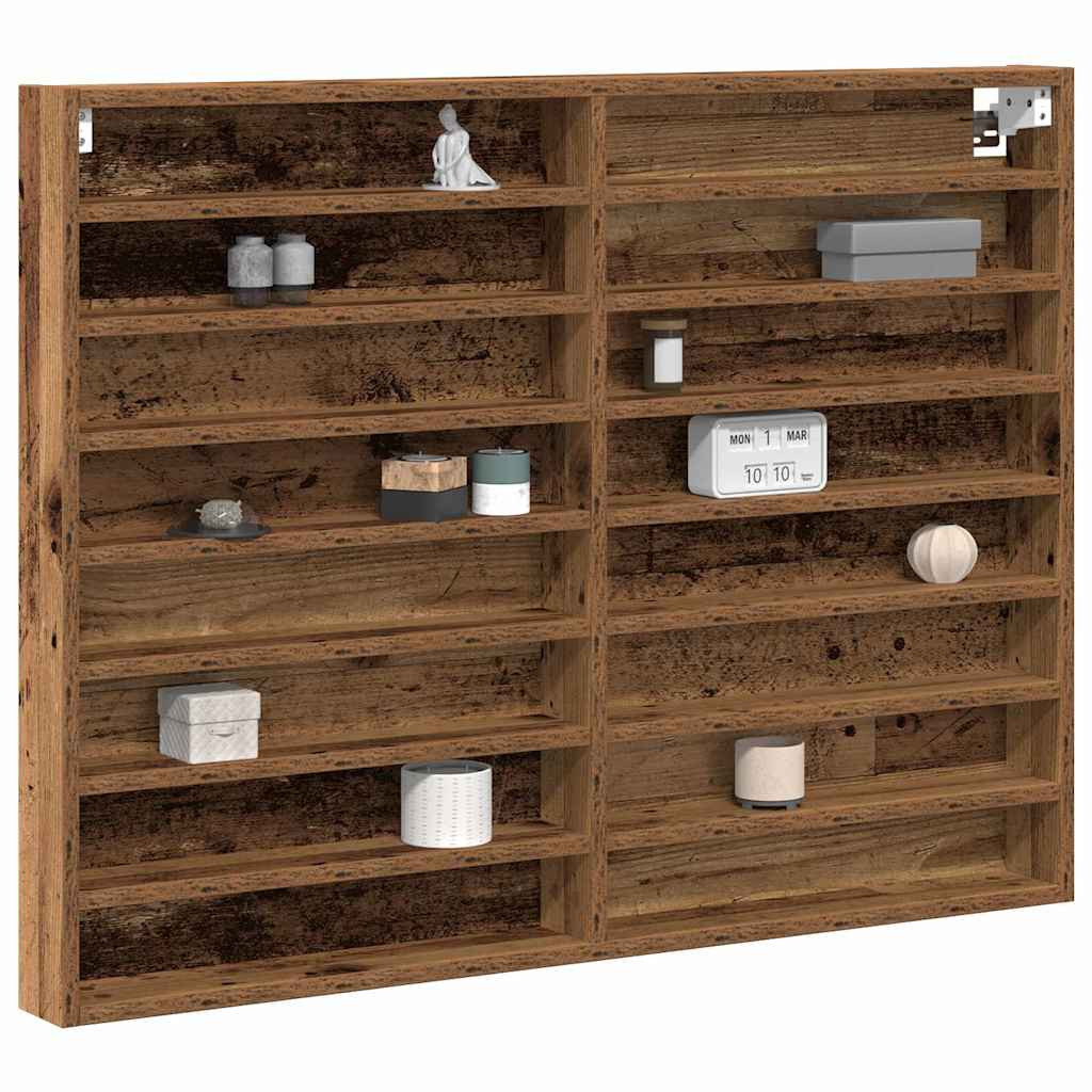 Kiállító szekrény polcokkal Öreg fa 100 x 8,5 x 75 cm Faanyag