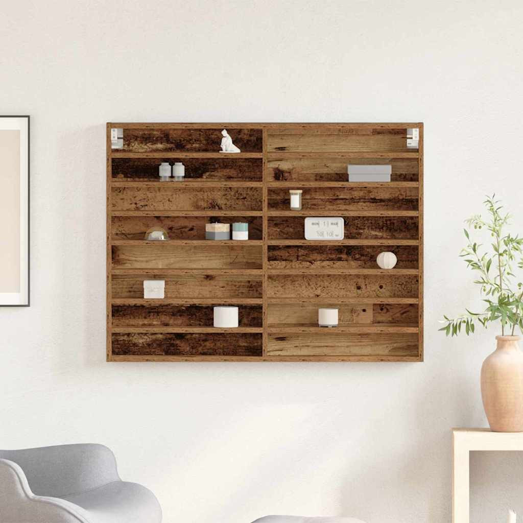 Kiállító szekrény polcokkal Öreg fa 100 x 8,5 x 75 cm Faanyag