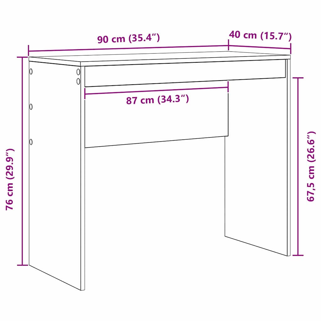Asztal Beton szürke 90 x 40 x 76 cm Faanyag
