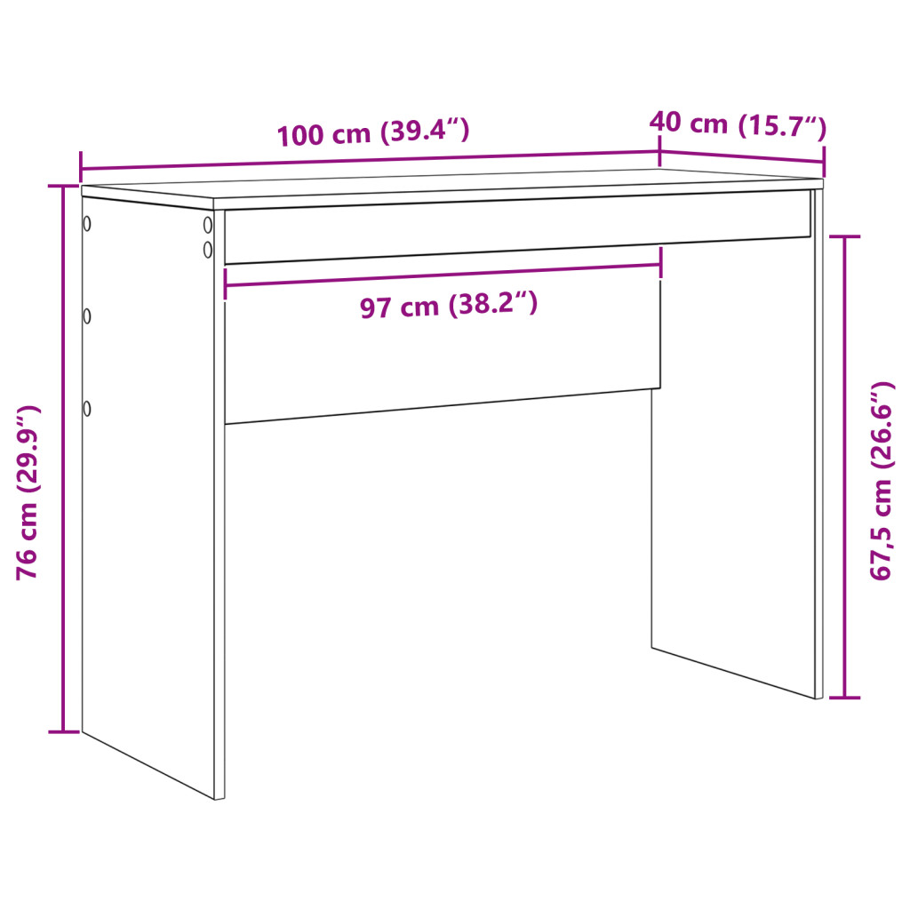 Fekete tölgy íróasztal Fekete tölgy Mérnöki fa 100 x 40 x 76 cm
