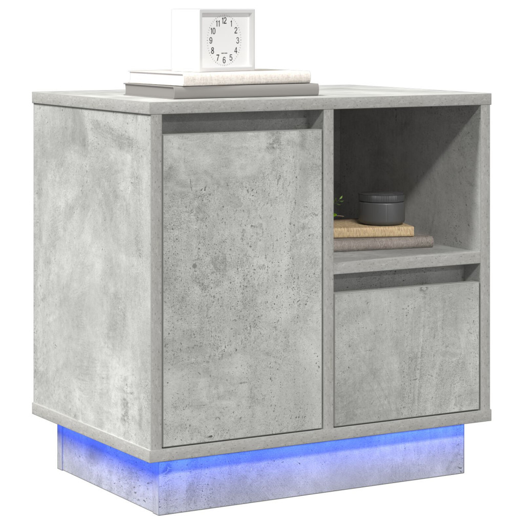 LED-es Éjjeli Asztal Beton Szürke 50x34,5x50 cm