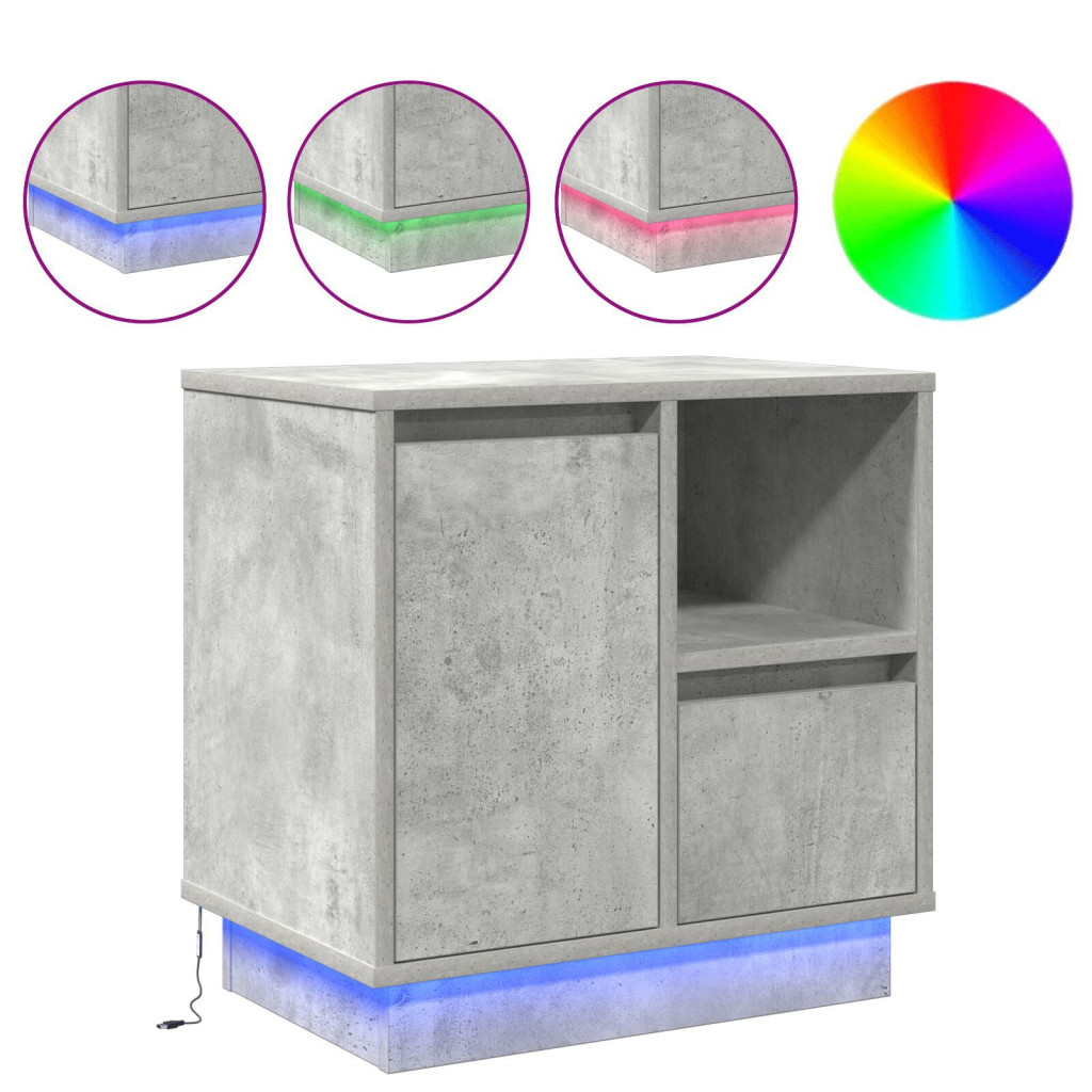 LED-es Éjjeli Asztal Beton Szürke 50x34,5x50 cm