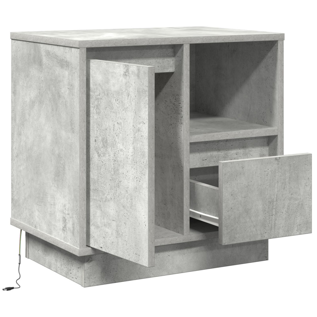 LED-es Éjjeli Asztal Beton Szürke 50x34,5x50 cm