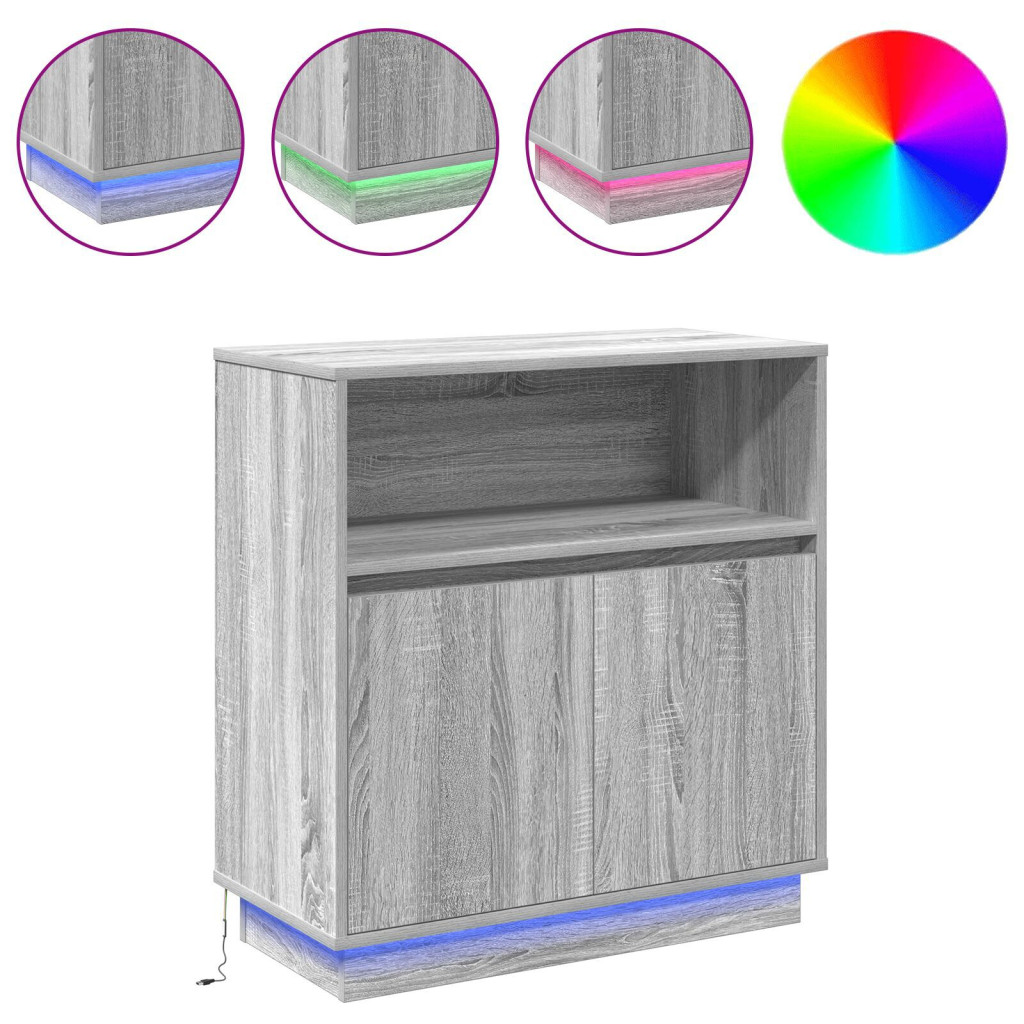 LED-es szekrény Szürke Sonoma 71x34,5x75 cm Mérnöki fa
