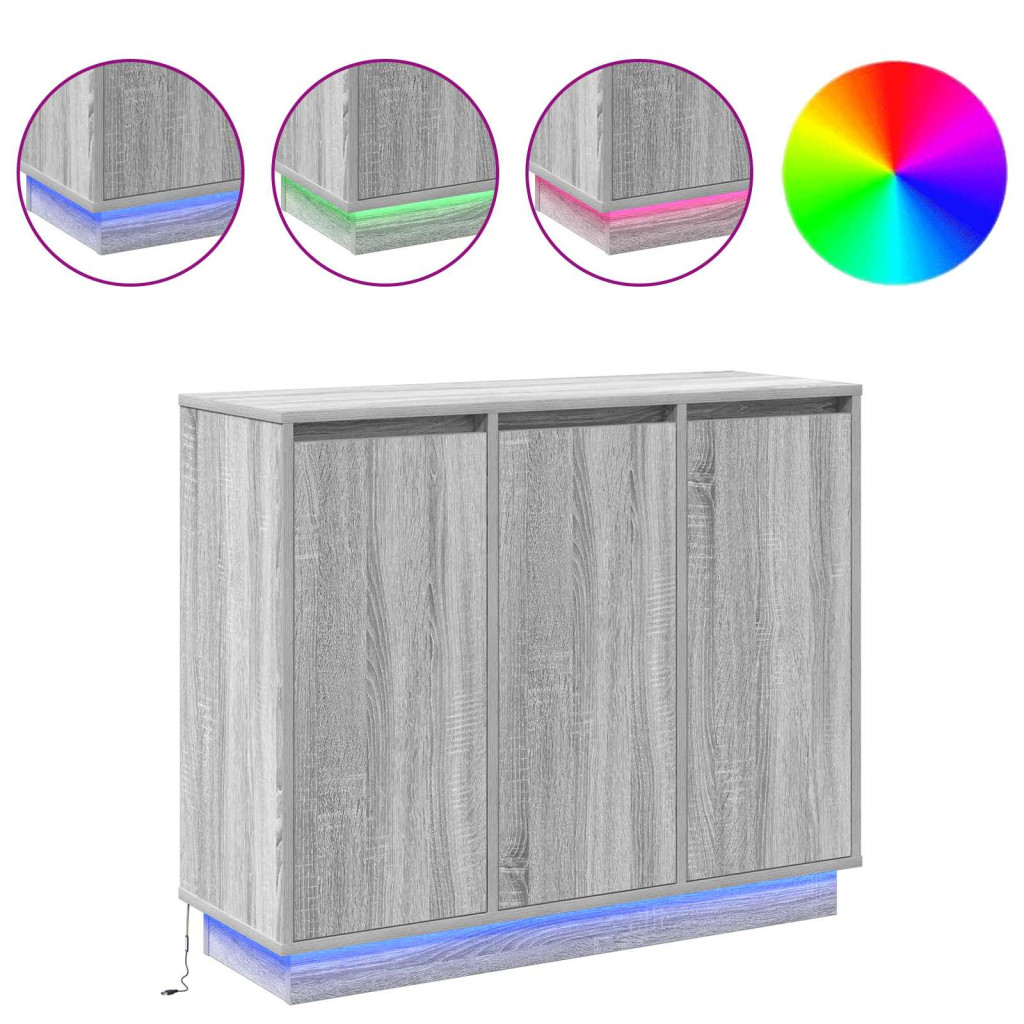 LED tálaló Szürke Sonoma 90 x 32 x 75 cm Faanyag