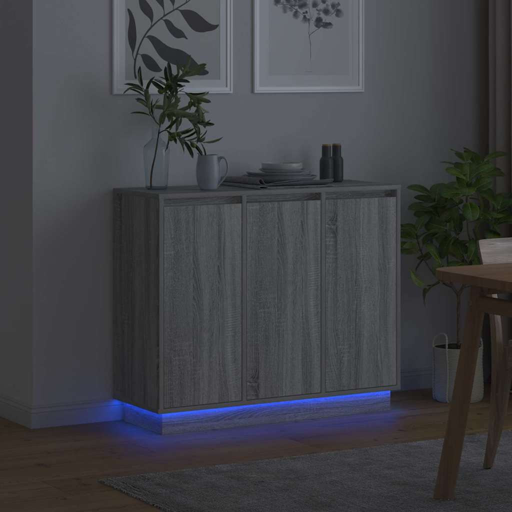 LED tálaló Szürke Sonoma 90 x 32 x 75 cm Faanyag