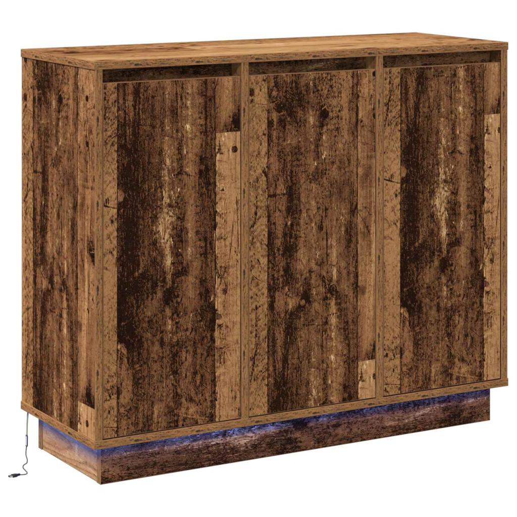 LED tálaló LED -es lámpákkal Öreg fa 90 x 32 x 75 cm Faanyag