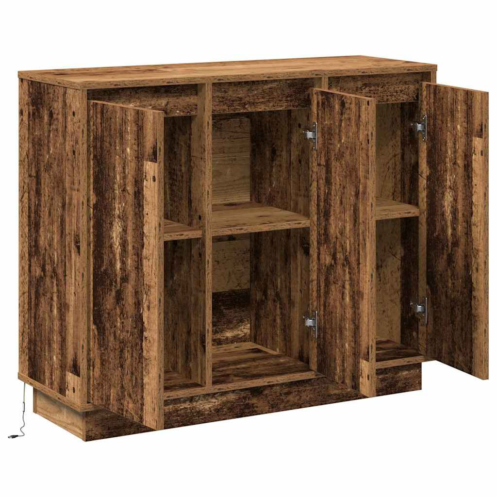 LED tálaló LED -es lámpákkal Öreg fa 90 x 32 x 75 cm Faanyag