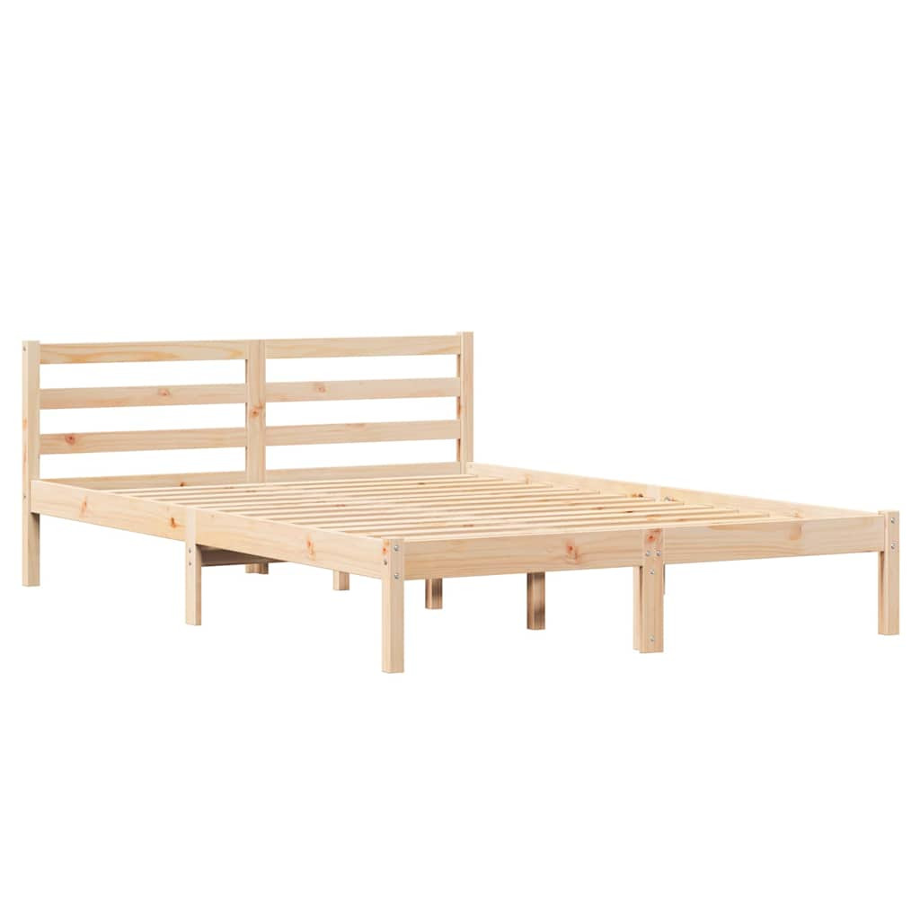 vidaXL Ágykeret Barna 215,5 x 165,5 x 69,5 cm Tömör fenyőfa