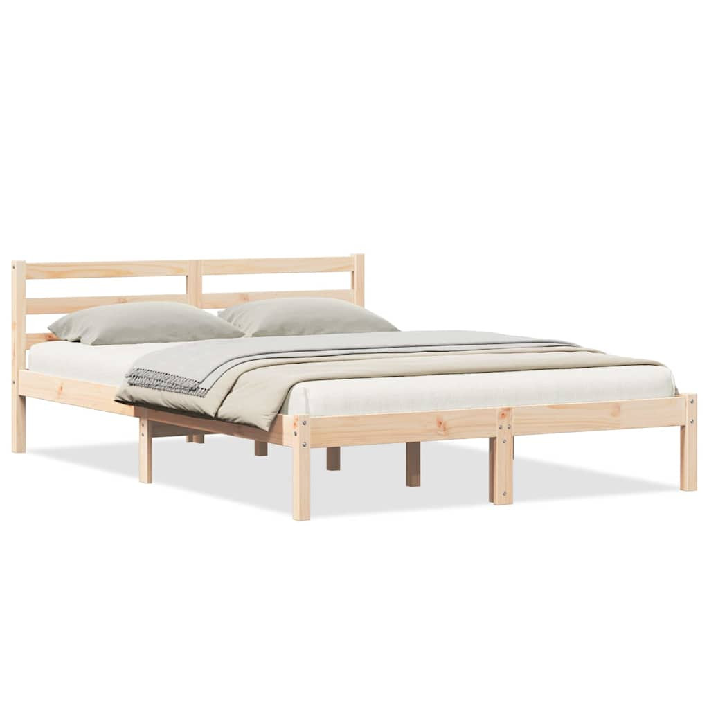 vidaXL Ágykeret Barna 215,5 x 165,5 x 69,5 cm Tömör fenyőfa