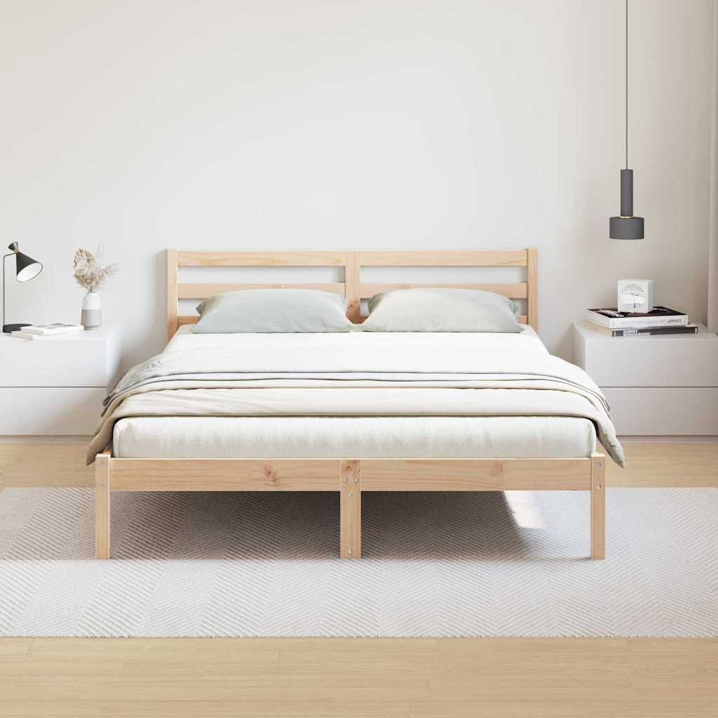 vidaXL Ágykeret Barna 215,5 x 165,5 x 69,5 cm Tömör fenyőfa