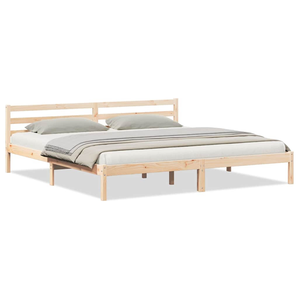 vidaXL Ágykeret Barna 215,5 x 185,5 x 69,5 cm Tömör fenyőfa