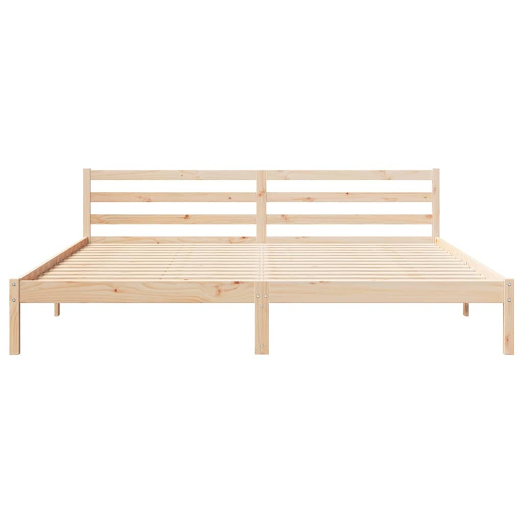 vidaXL Ágykeret Barna 215,5 x 185,5 x 69,5 cm Tömör fenyőfa