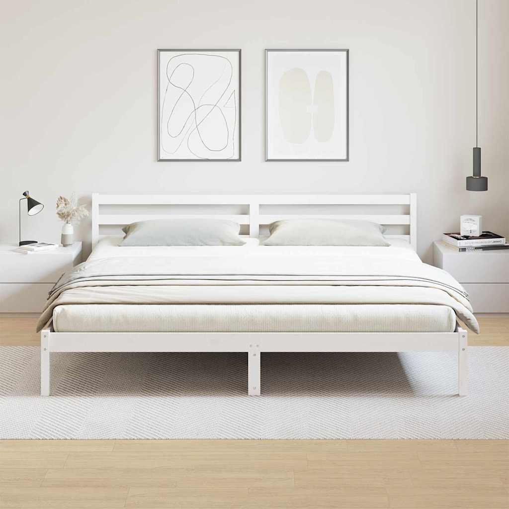 Ágykeret Fehér 225,5 x 185,5 x 69,5 cm Tömör fenyőfa
