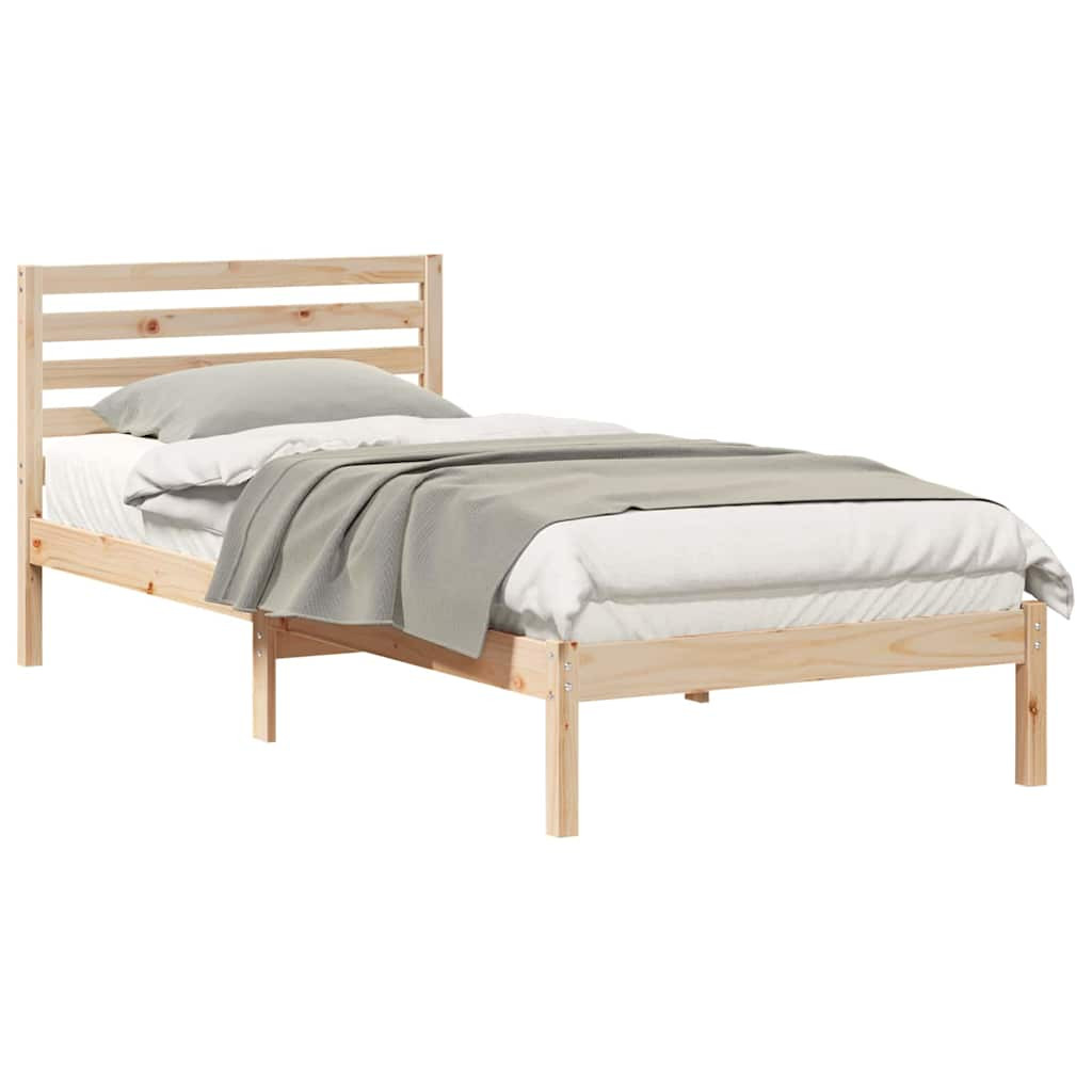 Ágykeret fejtámlával Barna 90 x 210 cm Tömör fenyőfa