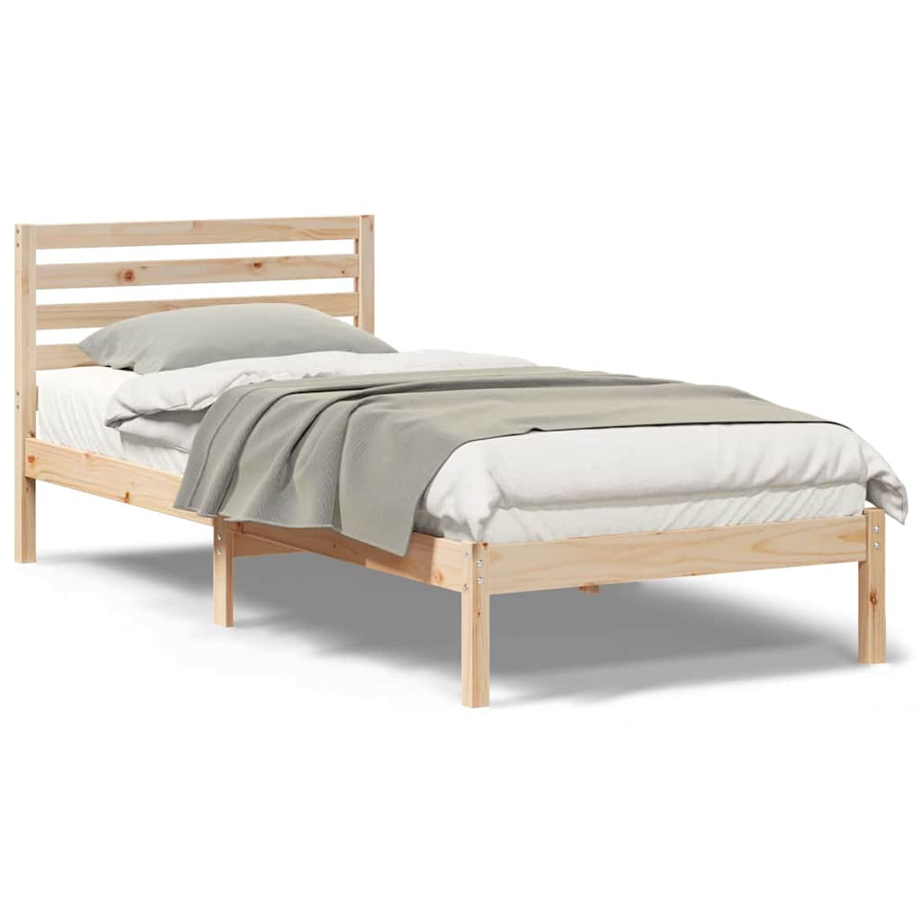 Ágykeret fejtámlával Barna 90 x 210 cm Tömör fenyőfa