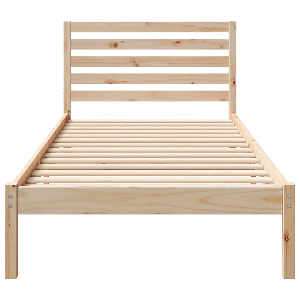 Ágykeret fejtámlával Barna 90 x 210 cm Tömör fenyőfa