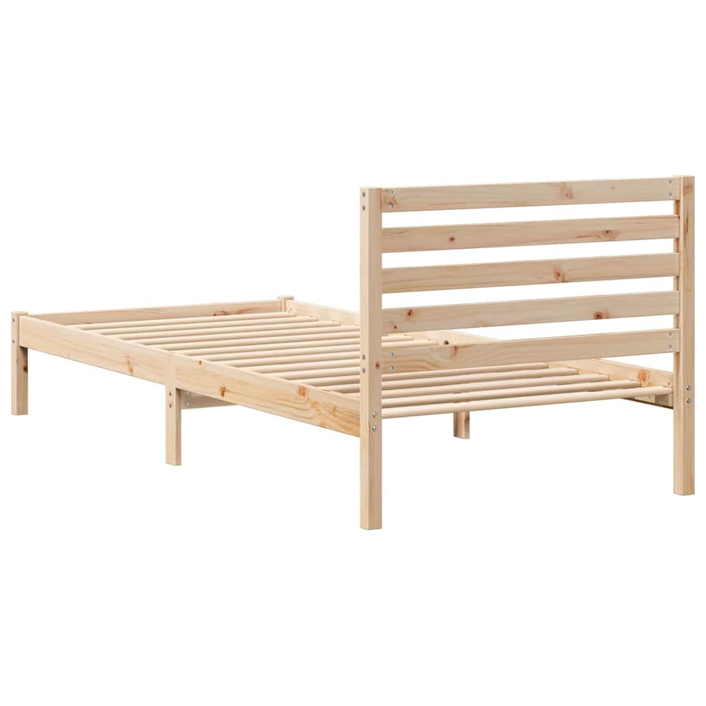 Ágykeret fejtámlával Barna 90 x 210 cm Tömör fenyőfa