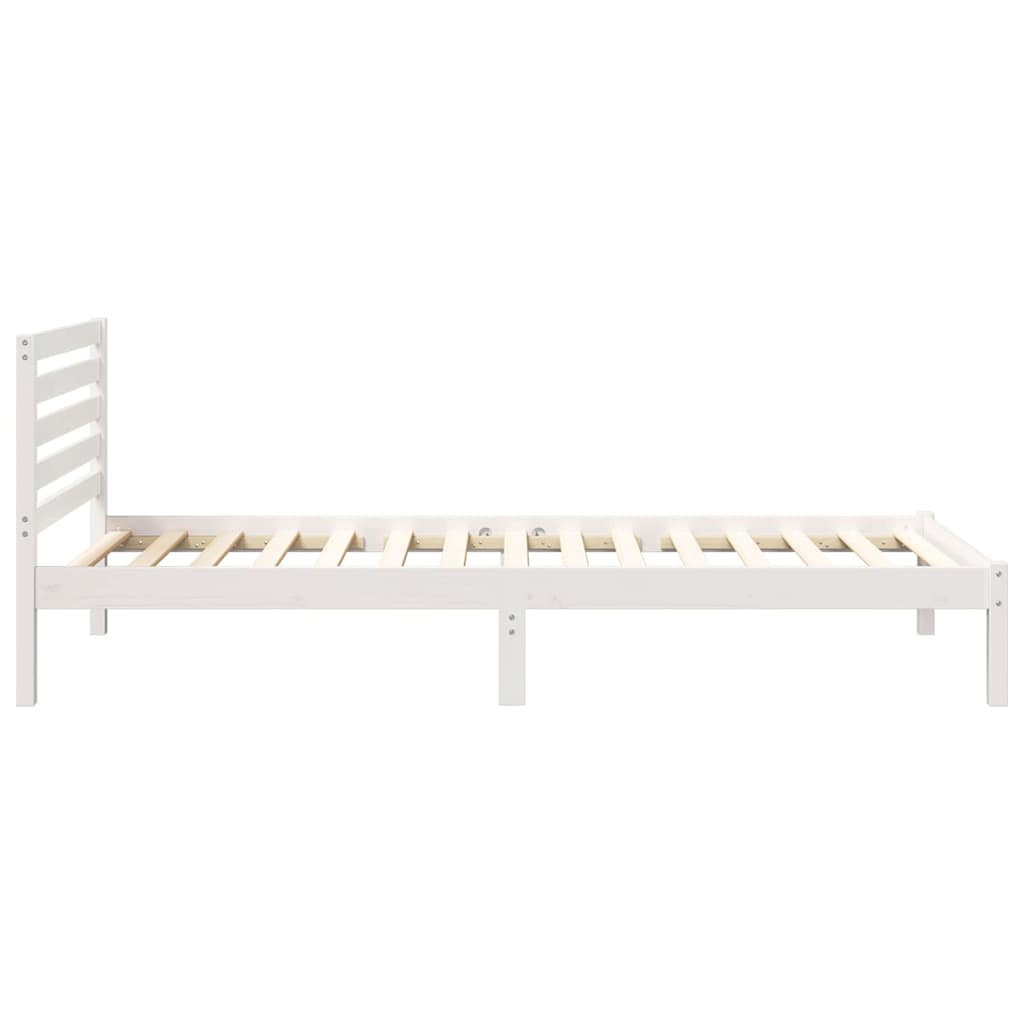 Ágykeret fejtámlával Fehér 100 x 210 cm Tömör fenyőfa