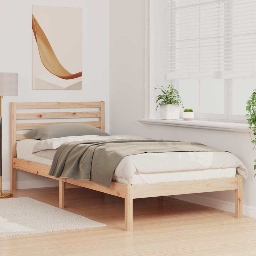 Ágykeret fejtámlával Barna 100 x 220 cm Tömör fenyőfa