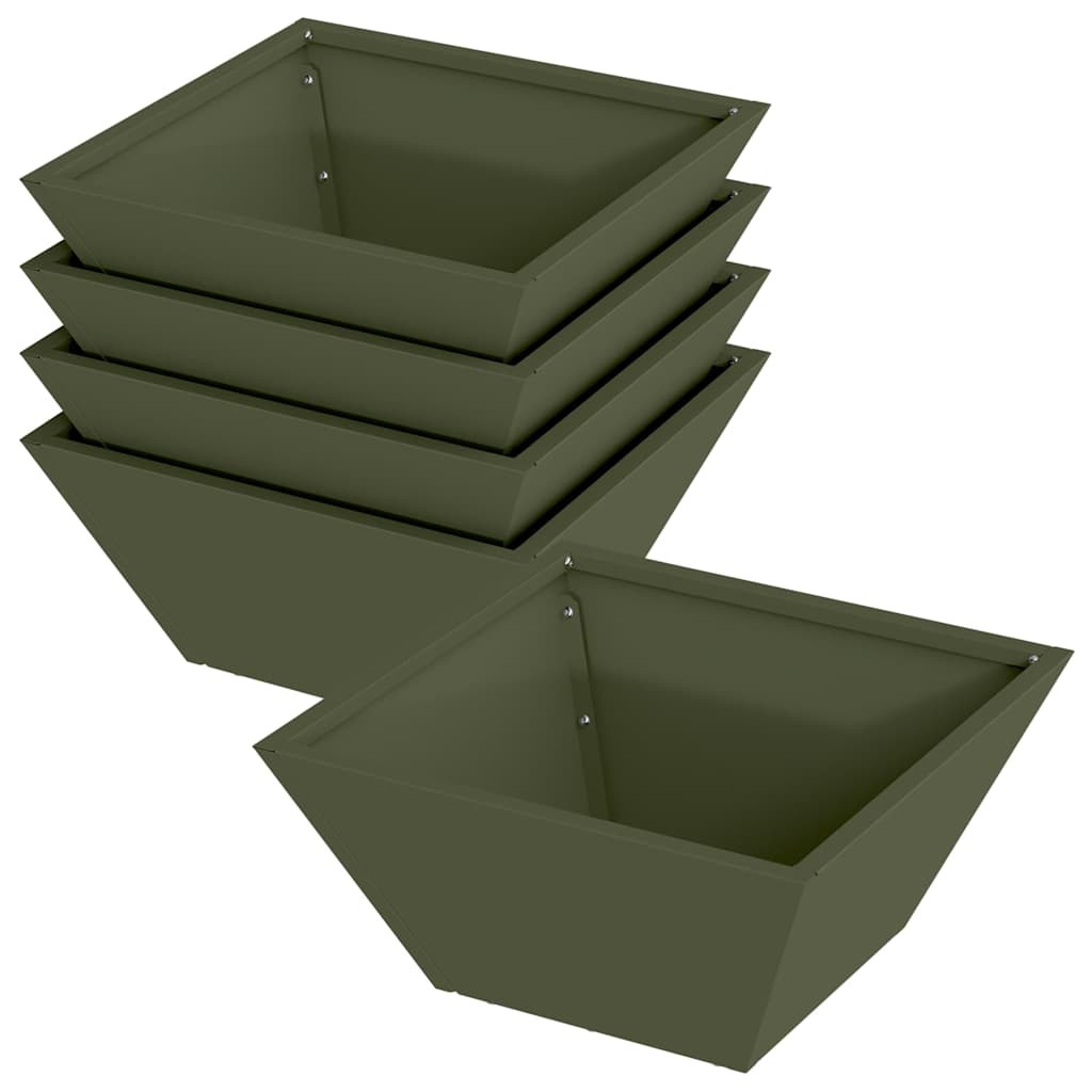 Kerti Tál Ültető 5 pcs Oliva zöld 35 x 35 x 15 cm Acél
