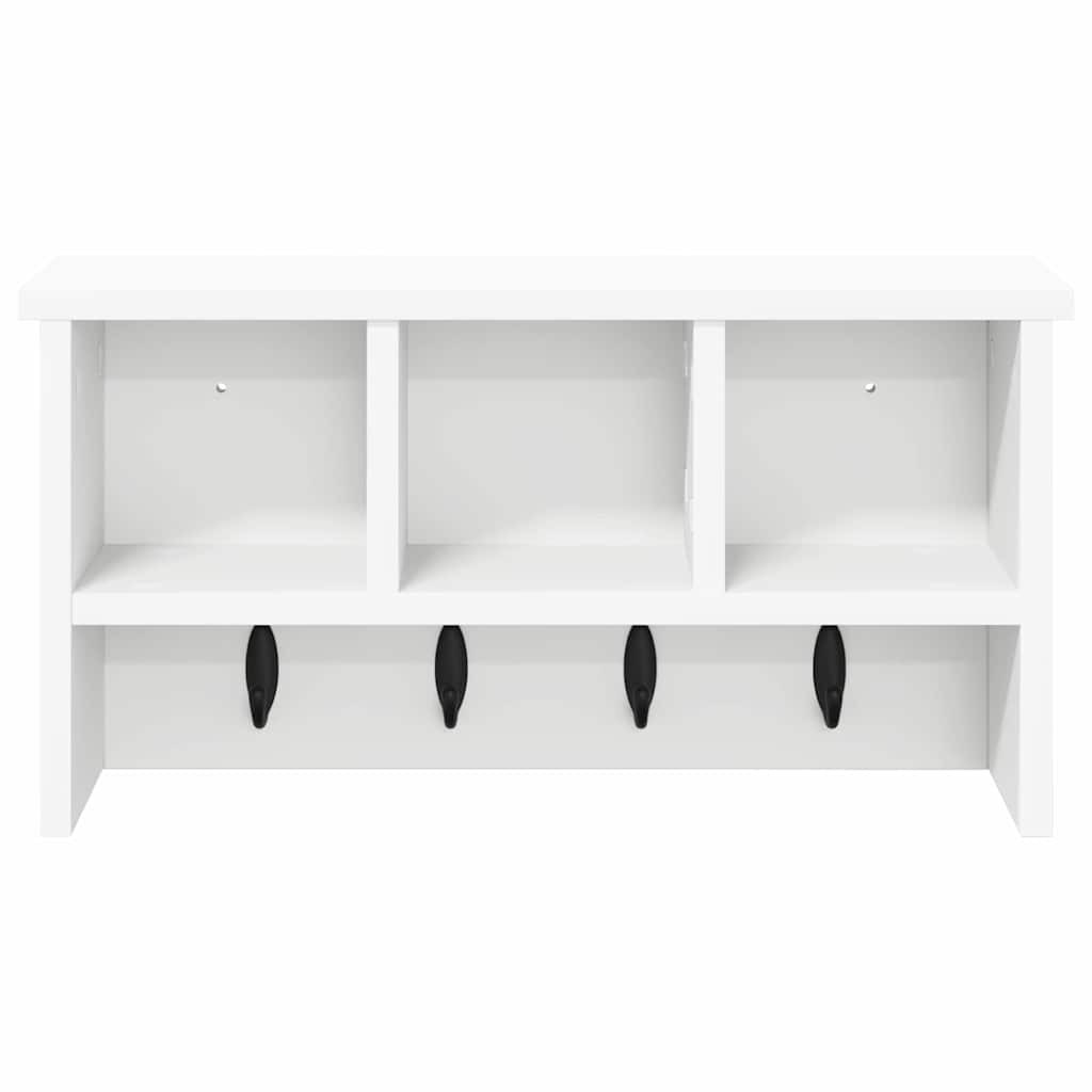 Fali Kabáthorog polcokkal Fehér 50 x 16 x 26 cm Faanyag