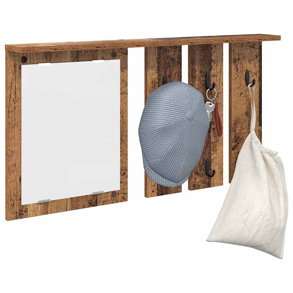 Fali Kabáthorog polcokkal Régi fa 85 x 10 x 45 cm Faanyag