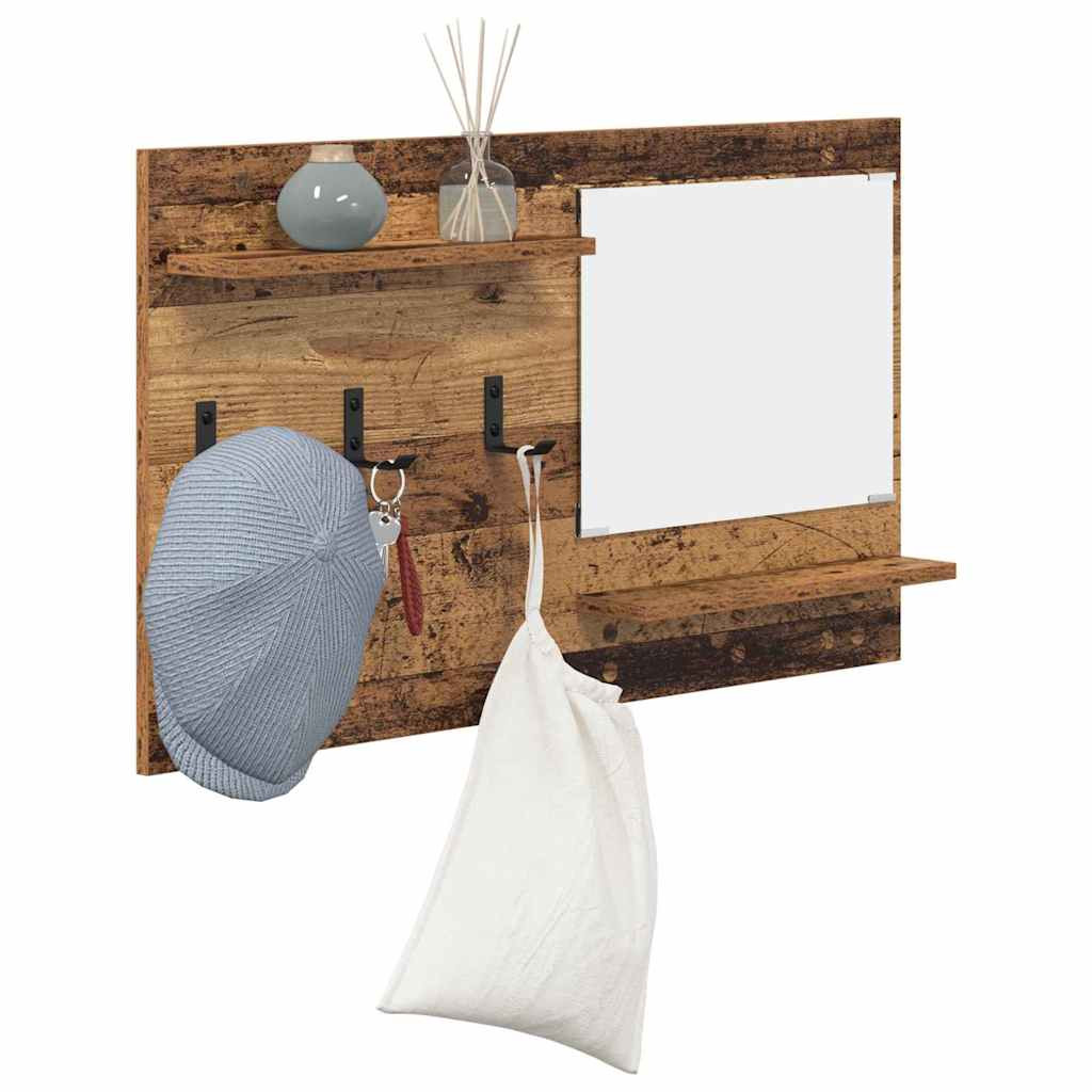Fali Kabáthorog polcokkal Régi fa 90 x 10 x 50 cm Faanyag