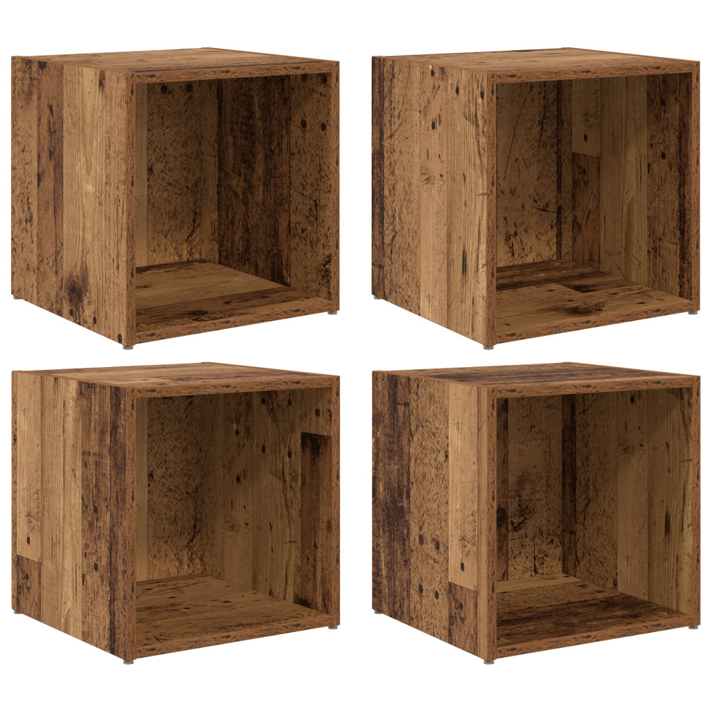 TV szekrények - 4 db régi fa - 37 x 35 x 37 cm - Mérnöki fa