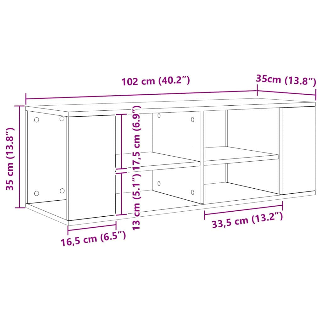 Fali TV szekrény Régi fa 102 x 35 x 35 cm Faanyag