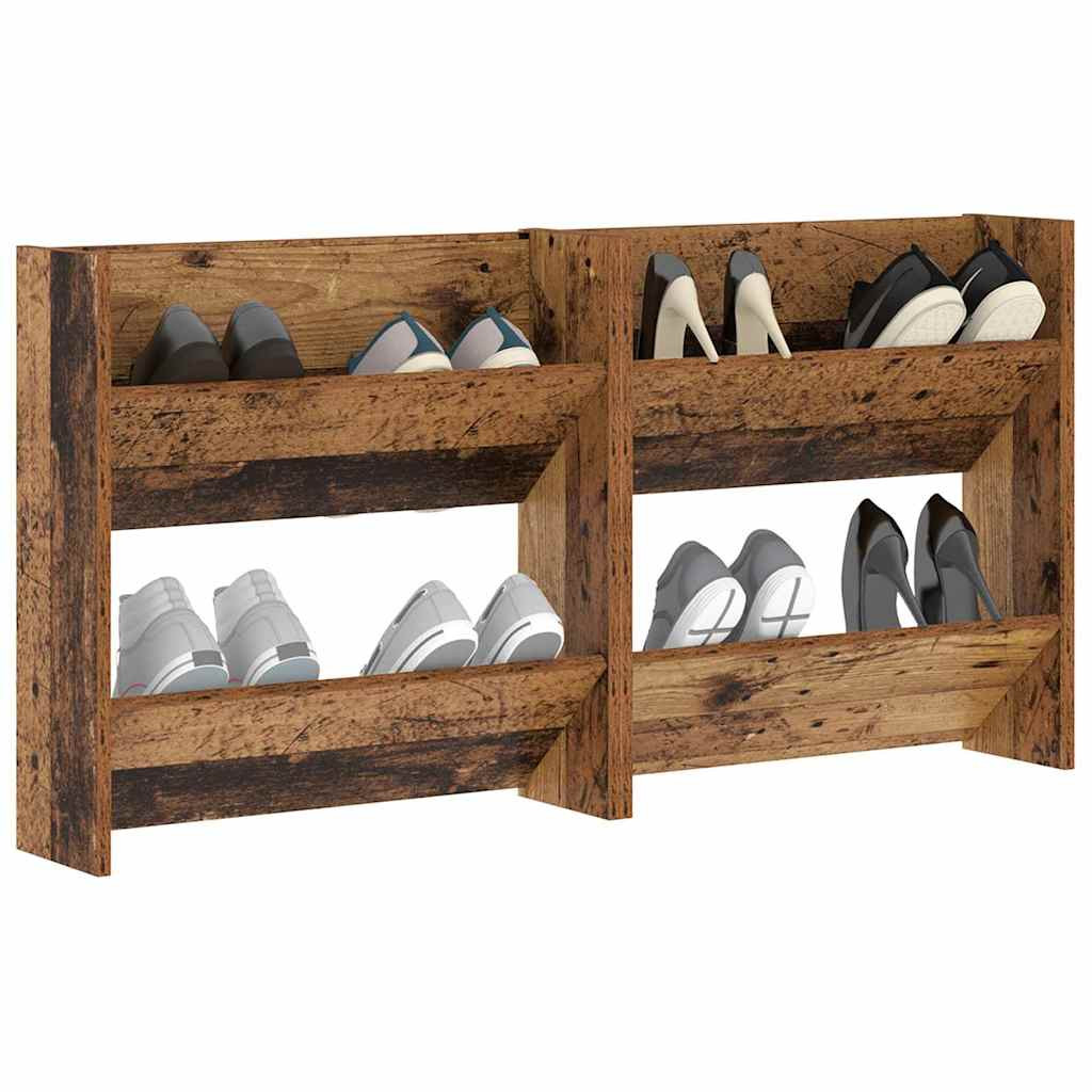 Cipőszekrény polcokkal 2 pcs Öreg fa 60 x 18 x 60 cm Faanyag