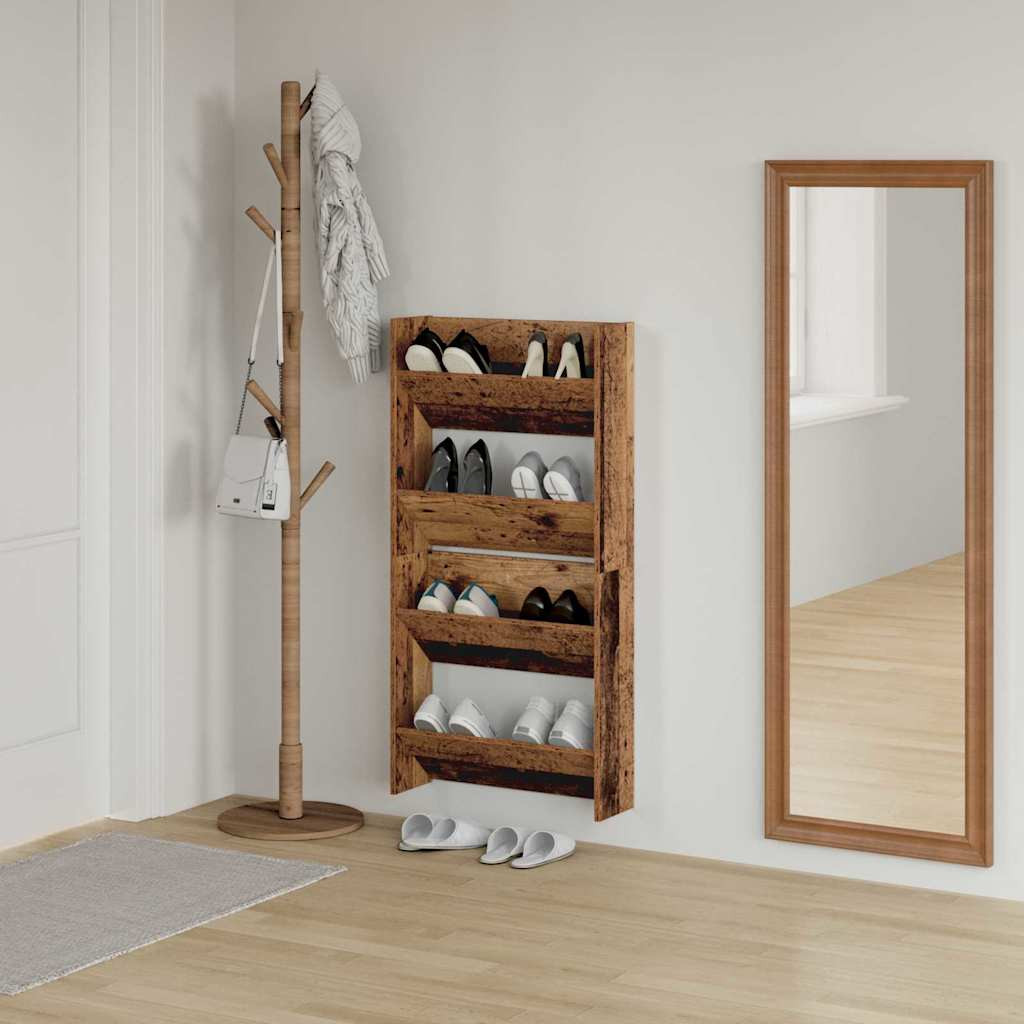Cipőszekrény polcokkal 2 pcs Öreg fa 60 x 18 x 60 cm Faanyag