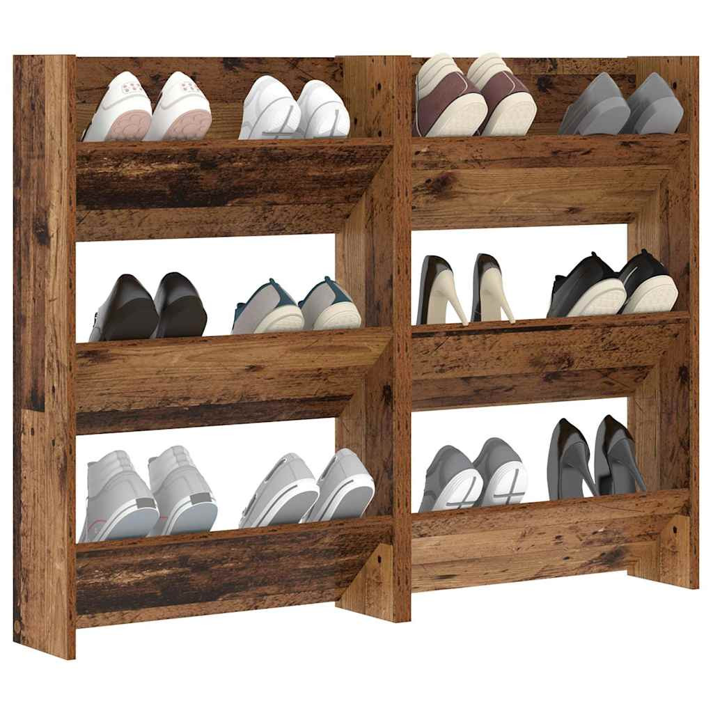 Cipőszekrény polcokkal 2 pcs Öreg fa 60 x 18 x 90 cm Faanyag