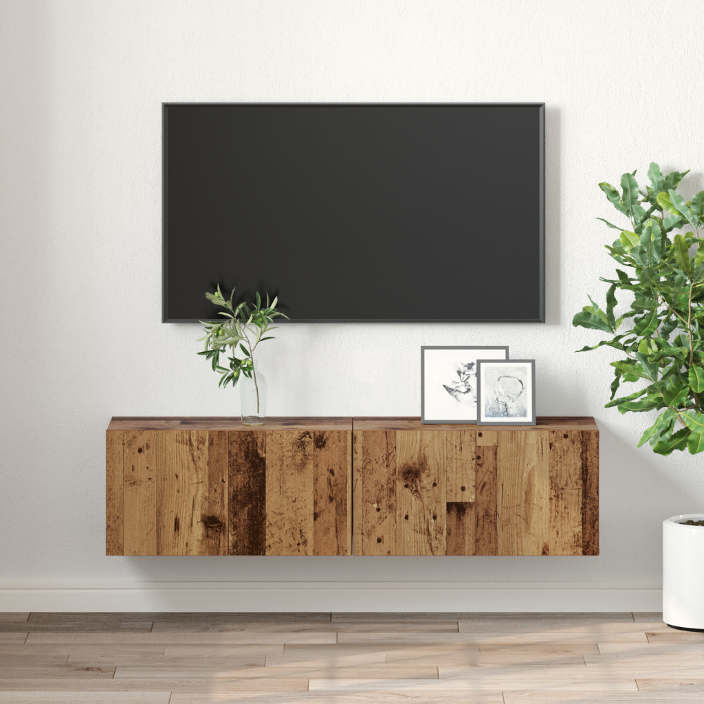 TV Szekrény Szett Régi Fa Tömör Újrahasznosított Fa Közepes