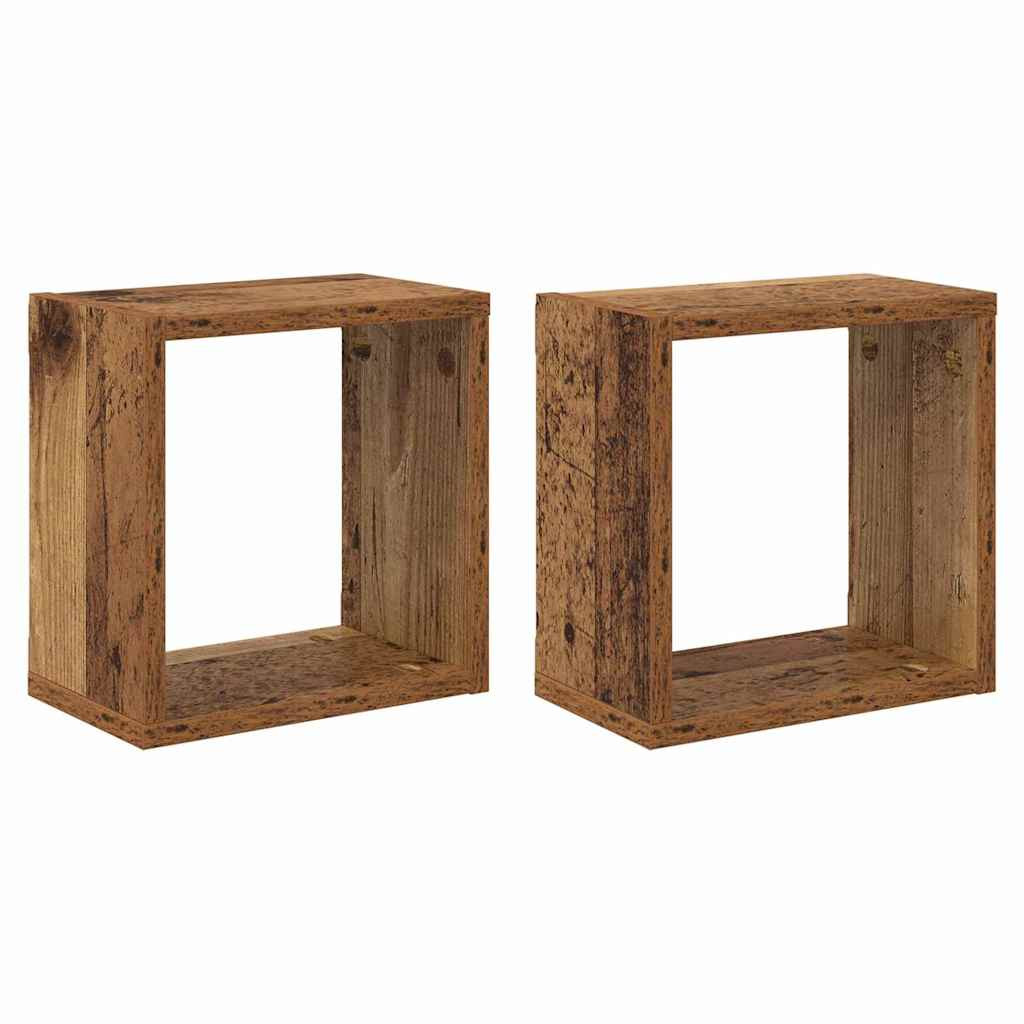 Fali Polcok polcokkal 2 pcs Régi fa 26 x 15 x 26 cm Faanyag