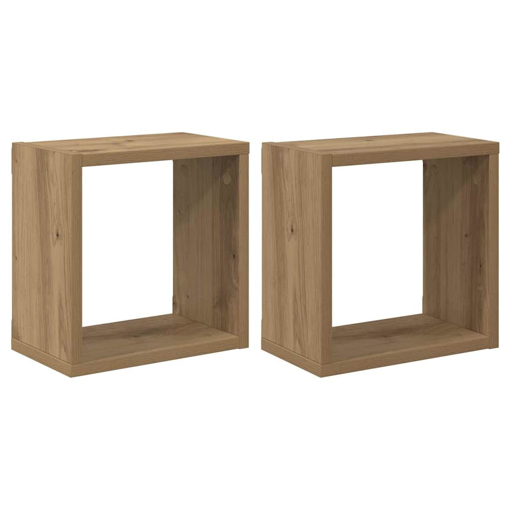 Fali Polcok 2 pcs kézműves tölgy 26 x 15 x 26 cm Faanyag