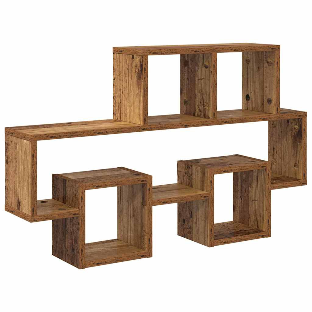 Falpolc polcokkal tárolóval Régi fa 82 x 15 x 51 cm Faanyag