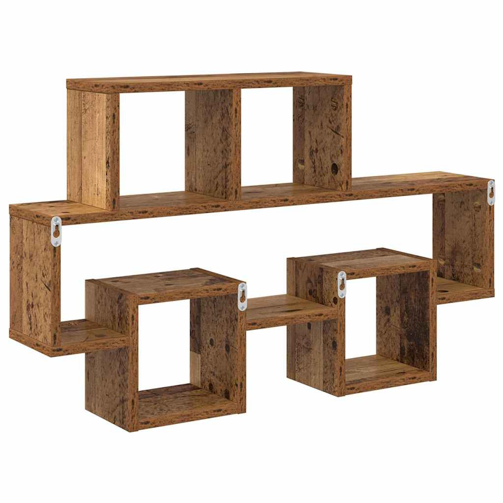 Falpolc polcokkal tárolóval Régi fa 82 x 15 x 51 cm Faanyag