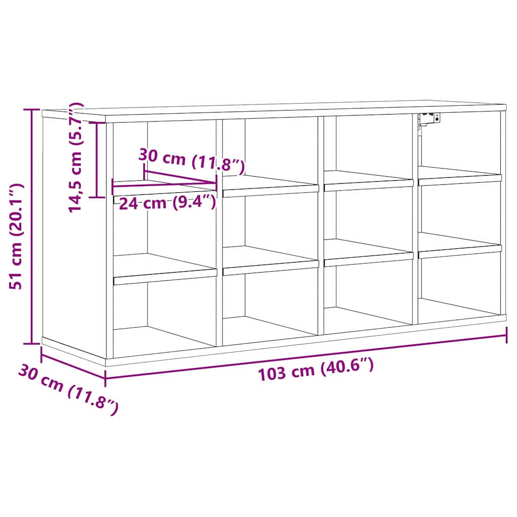 Cipősszekrény polcokkal Régi fa 103 x 30 x 51 cm Faanyag